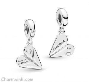 Charm treo tim Paper plane silver dangle with clear cubic zirconia CT261